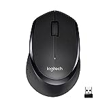 Logitech M330 SILENT PLUS Wireless Mouse, 2.4GHz with USB Nano Receiver, 1000 DPI Optical Tracking, 2-year Battery Life, Compatible with PC, Mac, Laptop, Chromebook - Black