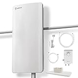 ANTOP HDTV ＆ FM Amplified Antenna 85 Miles AT-800SBS with Dual Outputs Smart Boost System, Support TV and Second Device-FM Stereo, a Second TV or Any OTA-Ready Streaming Device or Projector