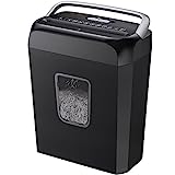 Bonsaii Paper Shredder for Home Use,6-Sheet Crosscut Paper and Credit Card Shredder for Home Office with Handle for Document,Mail,Staple,Clip-3.4 Gal Wastebasket(C237-B)