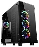 Thermaltake View 91 RGB PLUS Tempered Glass Vertical GPU Modular SPCC XL-ATX Gaming Super Tower Computer Case with 4 RGB Riing PLUS Fan Pre-installed CA-1I9-00F1WN-00