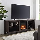 Walker Edison Wren Classic 4 Cubby Fireplace TV Stand for TVs up to 80 Inches, 70 Inch, Espresso