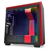 NZXT H710i - CA-H710 i-BR - ATX Mid Tower PC Gaming Case - Front I/O USB Type-C Port - Quick-Release Tempered Glass Side Panel - Vertical GPU Mount - Integrated RGB Lighting - Black/Red