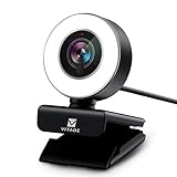 VITADE PC Webcam for Streaming Full HD 1080P, 960A USB Pro Computer Web Camera Video Cam for Mac Windows Laptop Conferencing Gaming Webcam with Ring Light & Microphone, Black, Small