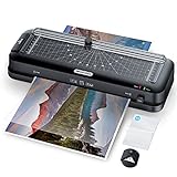 SINOPUREN Laminator Machine, 9-Inch Thermal Laminator, Personal 3-in-1 Desktop Laminating Machine Built-in Paper Trimmer Punch and Corner Rounder with 10 Pouches Sheets for Home Office School - Black