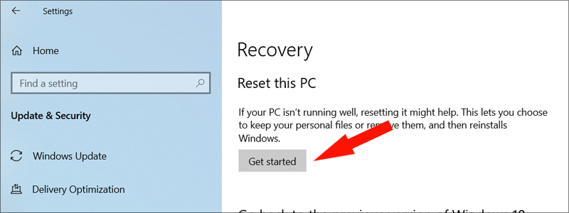 how to factory reset windows 10 5