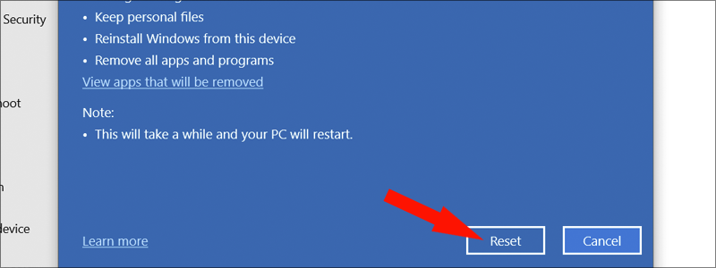 how to factory reset windows 10 9